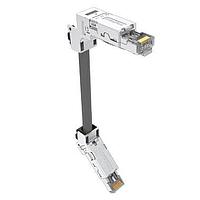 Amphenol Commercial Products DRPC21A001740 Cat 6a Cable, Cat6A, Industrial RJ45, 45 deg  bottom exit to 90 deg  top exit, 26AWG, 1.0m, 50u gold