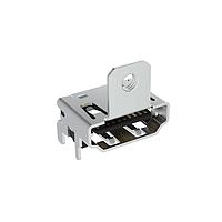 Amphenol Commercial Products G45AA1922110GZ3HR HDMI, Displayport & DVI Connectors HDMI2.1, A, Right Angle, Standard SMT, 30u" gold, w/ Flange, CH=3.37, Screw CH=11.28