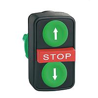 SCHNEIDER ZB5AA73134 Momentary PLASTIC FLUSH 3 BTTN STOP GRN/GRN UP